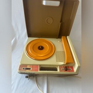 Fisher-Price Cream and Orange Portable Turntable Record Player